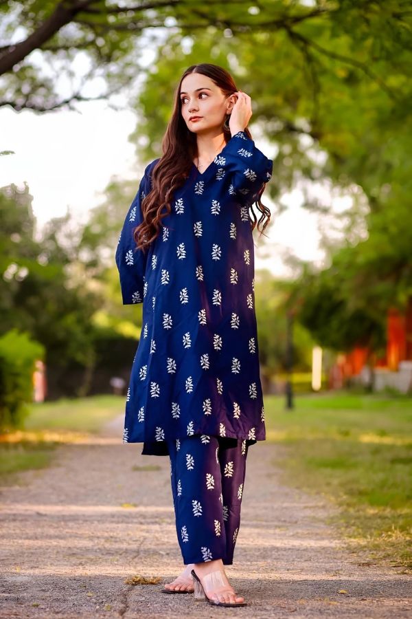 SALEHA BLOCK PRINT 2PCS STITCHED