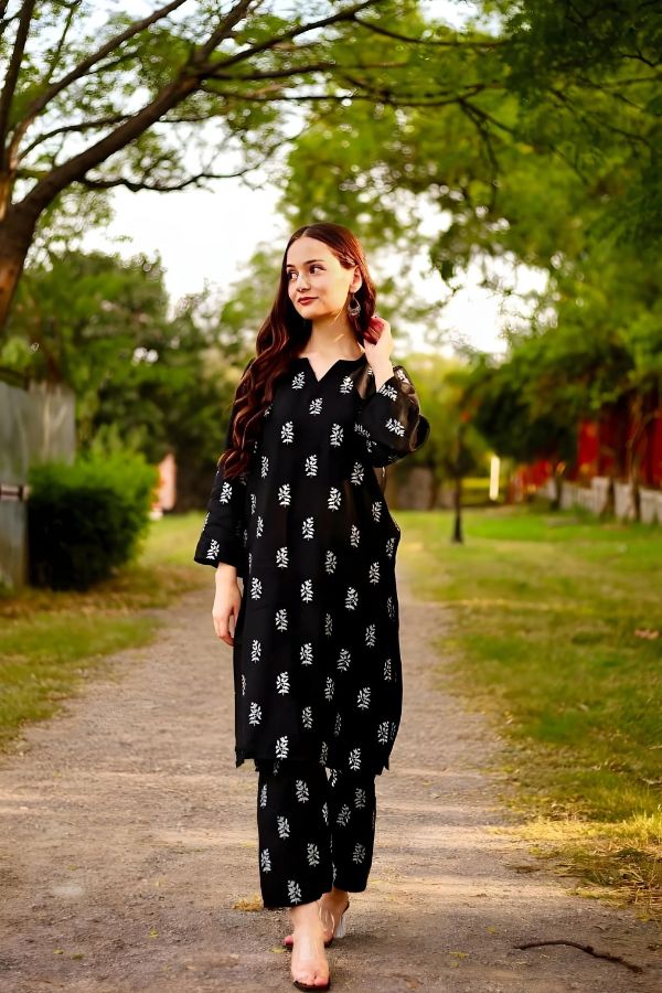 SALEHA BLOCK PRINT 2PCS STITCHED